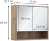 Badspiegelschrank Eliza Viking Oak 70 x 65 cm mit 2 Türen Vicco Bild 3