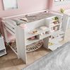 Bett 90x200 cm halbhoch in Hausform mit viel Stauraum und Regal – weiß Bild 4