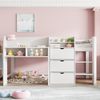 Bett 90x200 cm halbhoch in Hausform mit viel Stauraum und Regal – weiß Bild 2