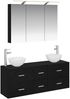 vidaXL Badezimmermöbel-Set 4 pcs Schwarze Eiche Ingenieurholz und Glas 3406696 Bild 2