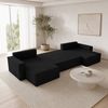 Goldstoff Ecksofa Cordstoff - U-Sofa mit Schlaffunktion und Bettkasten, Amalia Couch mit Cord-Bezug - Schlafsofa mit Liegefläche 330x147 cm - Stauraum - Komfort-Polsterung, Universell stellbar rechts/links Bild 3