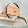 Wanduhr groß Holz PHIL [HANDGEFERTIGT] - 43cm ⌀, Eiche, Geräuschlos | Wohnzimmeruhr Holz-Metalloptik Küchenuhr Dekouhr Bild 3