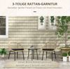 Balkonmöbel-Set mit Tisch H 45 x 40 x 40 cm, Rattan-Optik mit Stahlplatte und 2 Stühlen Bild 4