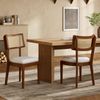 Massivholz Stuhl Set mit Rattan Rückenlehne & Leinenkissen, modernes Naturmöbel 4er Set Esszimmerstuhl Wohnzimmer Bild 2