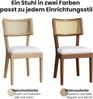 Massivholz Stuhl Set mit Rattan Rückenlehne & Leinenkissen, modernes Naturmöbel 4er Set Esszimmerstuhl Wohnzimmer Bild 4