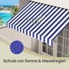 SONGMICS Klemmmarkise höhenverstellbar, Balkonmarkise mit Handkurbel, für Terrasse, Garten, 250 x 120 cm, blau-weiß Bild 4
