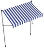 SONGMICS Klemmmarkise höhenverstellbar, Balkonmarkise mit Handkurbel, für Terrasse, Garten, 250 x 120 cm, blau-weiß Bild 2