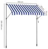 SONGMICS Klemmmarkise höhenverstellbar, Balkonmarkise mit Handkurbel, für Terrasse, Garten, 250 x 120 cm, blau-weiß Bild 5