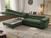 MKS Möbel 'Pablo L-Form' Ecksofa mit Schlaffunktion, verstellbare Kopfstützen, Dunkelgrün, Schenille grob, ohne Topper, Links Bild 3