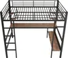 Hochbett mit Rausfallschutz, Schreibtisch, Regal, Leiter und Lattenrost, 90x200 cm, Metallbett, Jugendbett, Kinderbett Bild 5