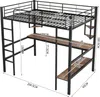 Hochbett mit Rausfallschutz, Schreibtisch, Regal, Leiter und Lattenrost, 90x200 cm, Metallbett, Jugendbett, Kinderbett Bild 4