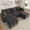 Merax L-/U-förmiges wandelbares Ecksofa, 5-Sitzer modulare Sofakombination mit 2 Hockern und Kissen, Chenille-Stoff, Cloud-Sofa, breite Armlehnen, grau Bild 1