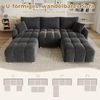 Merax L-/U-förmiges wandelbares Ecksofa, 5-Sitzer modulare Sofakombination mit 2 Hockern und Kissen, Chenille-Stoff, Cloud-Sofa, breite Armlehnen, grau Bild 5