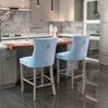 Barhocker-Set aus 2 Stk. in Hellblau, 49,5 x 60 x 103,5 cm – Samt, hohe Lehne, Massivholzgestell Bild 5