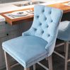 Barhocker-Set aus 2 Stk. in Hellblau, 49,5 x 60 x 103,5 cm – Samt, hohe Lehne, Massivholzgestell Bild 4