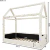 Hausbett mit Lattenrost und RGB LED-Lichterkette, 90x200cm, gepolstertes Kinderbett, Leinenbezug Bild 5