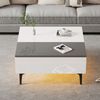 Couchtisch mit LED, höhenverstellbarer Platte & Stauraum, 70 x 70 x 35 cm, weiß/grau Bild 3