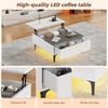 Couchtisch mit LED, höhenverstellbarer Platte & Stauraum, 70 x 70 x 35 cm, weiß/grau Bild 5