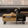 Couchtisch mit Schublade und 3 offenen Fächern, Wohnzimmertisch in Schwarz-Holz-Optik Bild 5