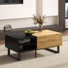 Couchtisch mit Schublade und 3 offenen Fächern, Wohnzimmertisch in Schwarz-Holz-Optik Bild 2