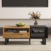 Couchtisch mit Schublade und 3 offenen Fächern, Wohnzimmertisch in Schwarz-Holz-Optik Bild 4