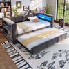REDOM Schlafsofa mit LED-Beleuchtung, Steckdosen & Stauraum, umwandelbares Einzelbett, Polsterbett 90/180×190 cm, ohne Matratze Bild 2