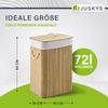 Juskys Bambus Wäschekorb Curly mit Deckel – Wäschesammler 72 Liter – Stoff Wäschesack herausnehmbar & waschbar – Wäschetonne mit Griffen – natur Bild 2