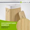 Juskys Bambus Wäschekorb Curly mit Deckel – Wäschesammler 72 Liter – Stoff Wäschesack herausnehmbar & waschbar – Wäschetonne mit Griffen – natur Bild 5