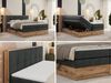 Boxspringbett, Doppelbett mit zwei 7 Härtezonen Multipocket-Matratzen, Bettkästen, Eiche Wotan Holzrahmen, Polsterbett mit Topper-Matratze - ALBERO 1 KING - 140 x 200 cm - Dunkelgrau Stoff - H3 Bild 2