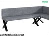 MEBLINI Eckbank für Esszimmer mit ausziehbarem Tisch - Küchenbank - Essecke - Sitzecke Küche - PETER - X-Beine 142x196x87cm Rechts - Grau Samt/B Schwarz Hochgl. Bild 5