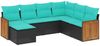 vidaXL 7-teiliges Gartensofa-Set mit Kissen, schwarzes Polyrattan 3227884 Bild 2