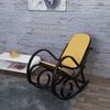 Schaukelstuhl M41, Schwingsessel Fernsehsessel, Massiv-Holz ~ Walnuss-Optik, Stoff/Textil gelb Bild 4