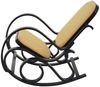 Schaukelstuhl M41, Schwingsessel Fernsehsessel, Massiv-Holz ~ Walnuss-Optik, Stoff/Textil gelb Bild 5
