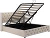 Merax Doppelbett 140*200cm, Polsterbett Ohrenform Doppelte Nietenreihe Flanell, Knopfnähte Kopf-und Fußende, beige Bild 5