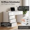 Bellamio 'Livny' Schreibtisch mit 5 Schubladen, beidseitig montierbar, weiß Hochglanz, 80x53x110 cm, Computertisch mit Stauraum, Bürotisch mit Push-to-open, geeignet als Schminktisch Bild 4