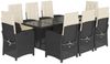 vidaXL 9-tlg. Garten-Essgruppe mit Kissen Schwarz Poly Rattan 3212249 Bild 2