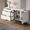 MODFU Sideboard Esszimmer-Schrank 160x78x36 cm mit LED (Packung, 1 St, Glastüren & 3 Schubladen, modernes Design), Stilvoller Aufbewahrungsschrank mit Beleuchtung Bild 4