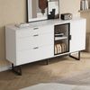 MODFU Sideboard Esszimmer-Schrank 160x78x36 cm mit LED (Packung, 1 St, Glastüren & 3 Schubladen, modernes Design), Stilvoller Aufbewahrungsschrank mit Beleuchtung Bild 3