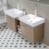 Roomart LYCIA-120 Badmöbel Set– 4-teiliges Badezimmermöbel Set - Waschbeckenunterschrank mit Keramikwaschbecken, Spiegelschrank & Hochschrank - H 54 x B 38.6 x T 121 cm • Eiche(Hell) Bild 5