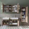 Roomart LYCIA-120 Badmöbel Set– 4-teiliges Badezimmermöbel Set - Waschbeckenunterschrank mit Keramikwaschbecken, Spiegelschrank & Hochschrank - H 54 x B 38.6 x T 121 cm • Eiche(Hell) Bild 3