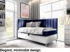 MEBLINI Kinderbett mit Bettkasten MAYA 3 90x200 Links – H3/Blau Samt Gepolstert Einzelbett mit Matratze - Polsterbett mit Stauraum - Bett mit Kopfteil – Stauraumbett Bild 2