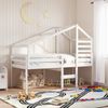 vidaXL Hochbett mit Dach Weiß 90x200 cm Massivholz Kiefer 3281978 Bild 1