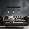Pendellampe, Holz, schwarz, Metallgitter, H 140cm Bild 2