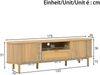 Merax TV-Schrank mit Rattan-Schubladen mit offenen Fächern, abgerundeter Tischplatte, Metallbeinen in Holzoptik, Holzfarbe Bild 4