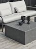 Gartencouchtisch Zten aus Aluminium mit Steinplatte, modern, dunkelgrau, 80x80 cm Bild 2