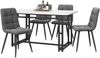 Esszimmer-Set 5-teilig mit Tisch 120x70 cm & 4 Grau Samtstühlen, Küchentisch, stabiler Essbereich für Wohnzimmer und Küche Bild 3