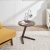 Runder minimalistischer Holztisch Z-Bein, Sofabeistelltisch 50×44×50 cm, Braun Bild 2