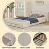 Einzelbett 90*200 cm, hautfreundlicher Chenillestoff, komfortables Rückenlehne, auch als Kinderbett geeignet​, Beige (ohne Matratze) Bild 3