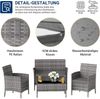 Polyrattan Sitzgruppe 4 Personen Tisch Sofa Stühle Grau Gartenmöbel Set Bild 4