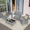 Polyrattan Sitzgruppe 4 Personen Tisch Sofa Stühle Grau Gartenmöbel Set Bild 2